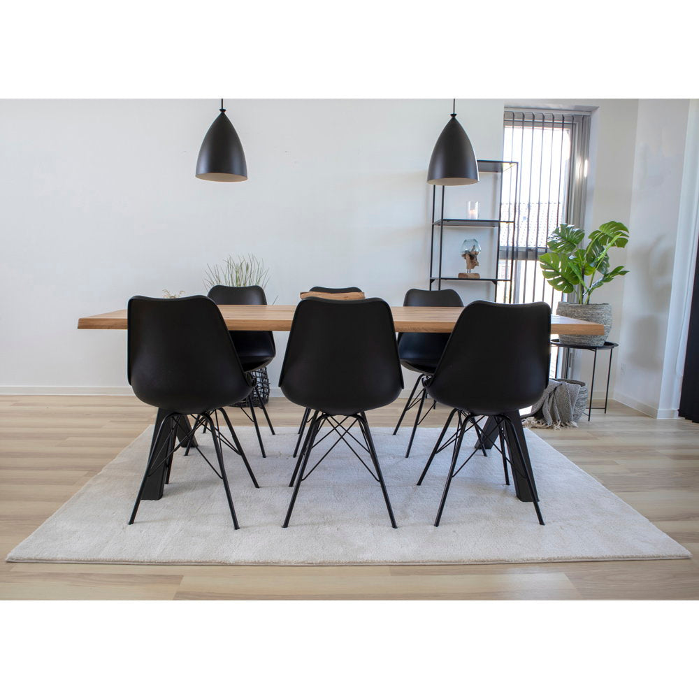 Oslo Eetkamerstoel - PU-leer, zwart, zwarte poten (set van 2)