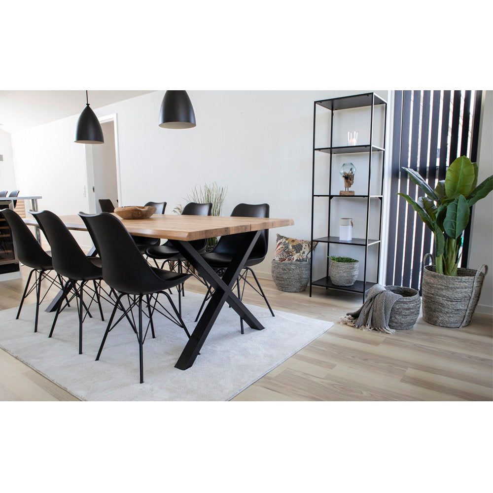 Oslo Eetkamerstoel - PU-leer, zwart, zwarte poten (set van 2)