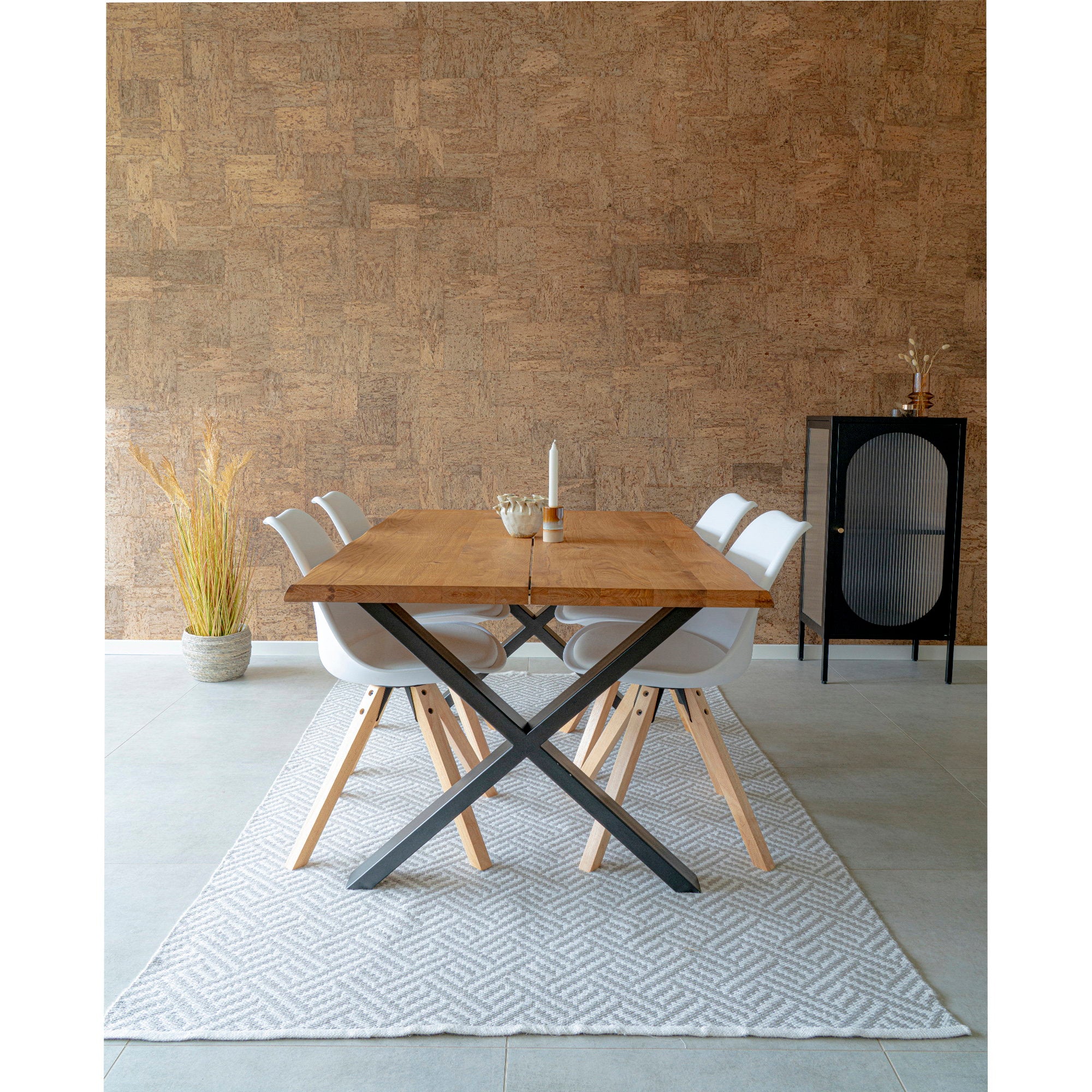 Bergen Eetkamerstoel - Wit, naturel poten (set van 2)