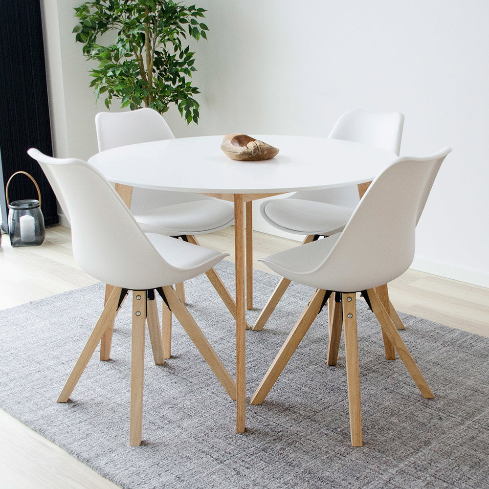 Bergen Eetkamerstoel - Wit, naturel poten (set van 2)
