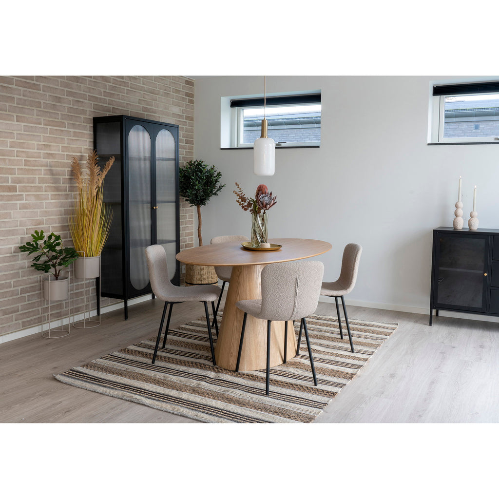 Halden Dining Chair - Bouclé, beige, black legs HN1233 (set of 2)