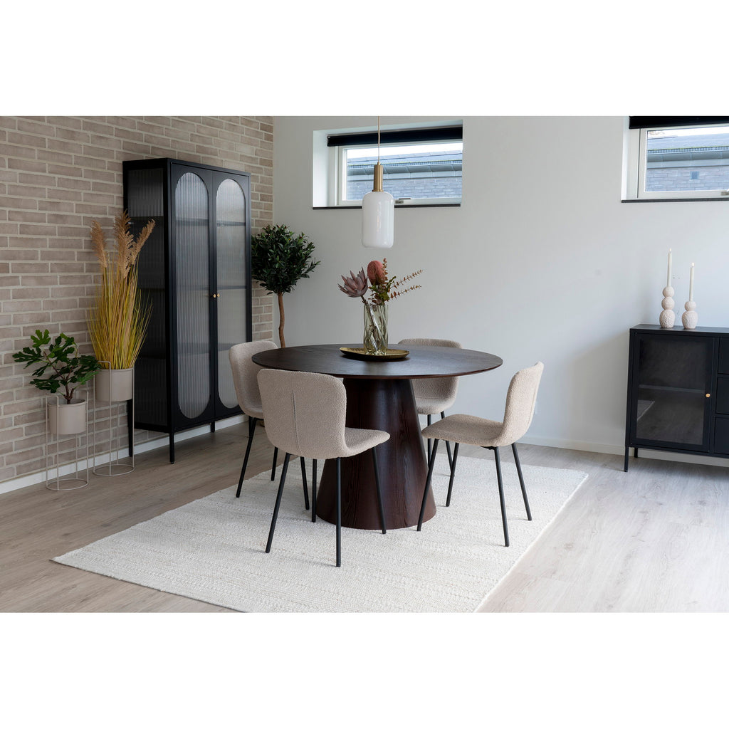 Halden Dining Chair - Bouclé, beige, black legs HN1233 (set of 2)