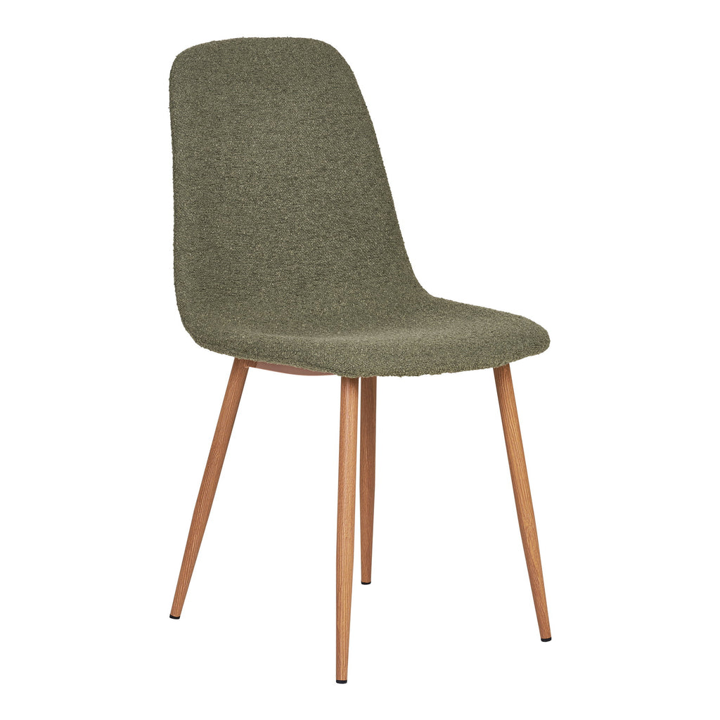 Stockholm Dining Chair - Bouclé, dark green, wood-look legs HN1236 (set of 2)
