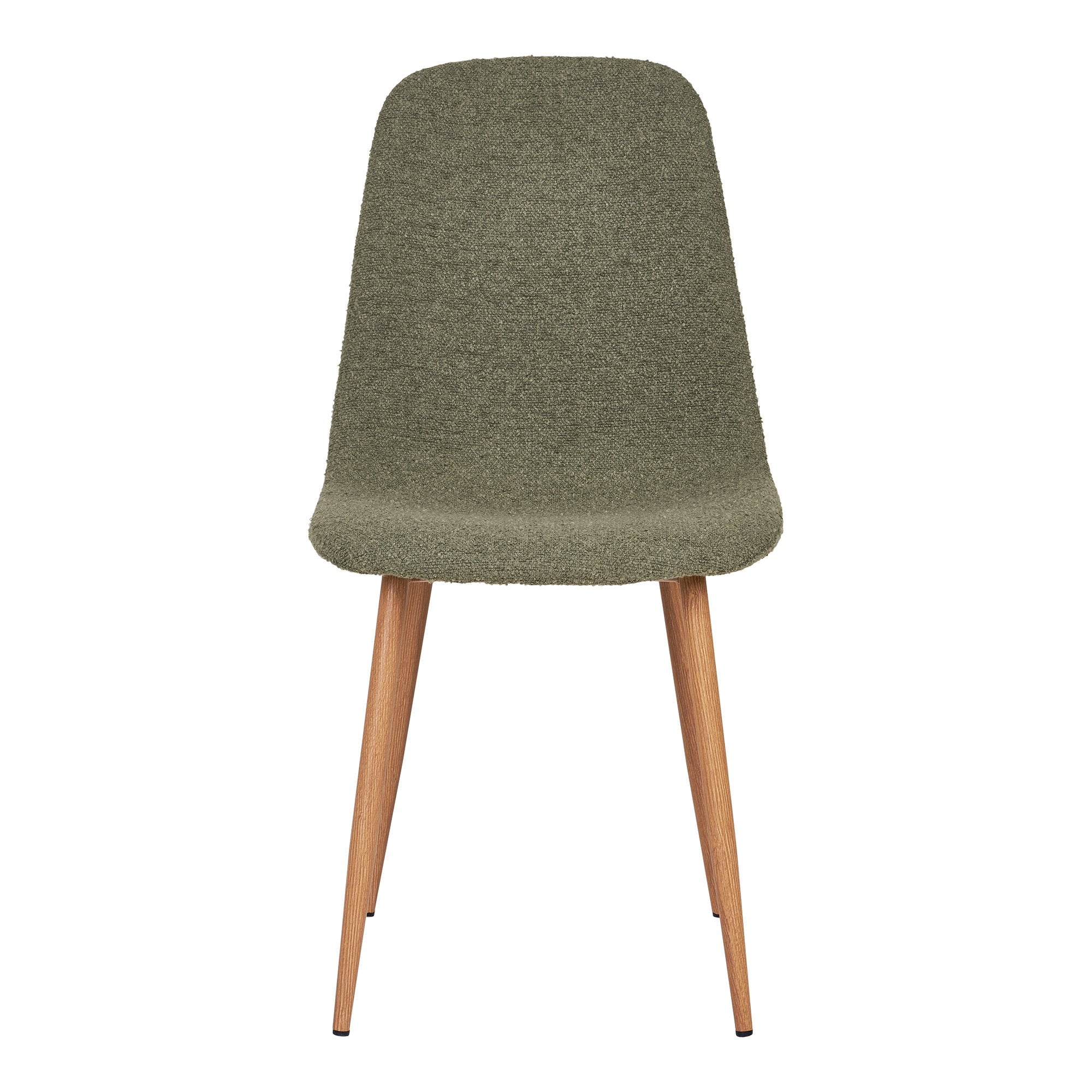 Stockholm Eetkamerstoel - Bouclé, donkergroen, houtlook poten HN1236 (set van 2)