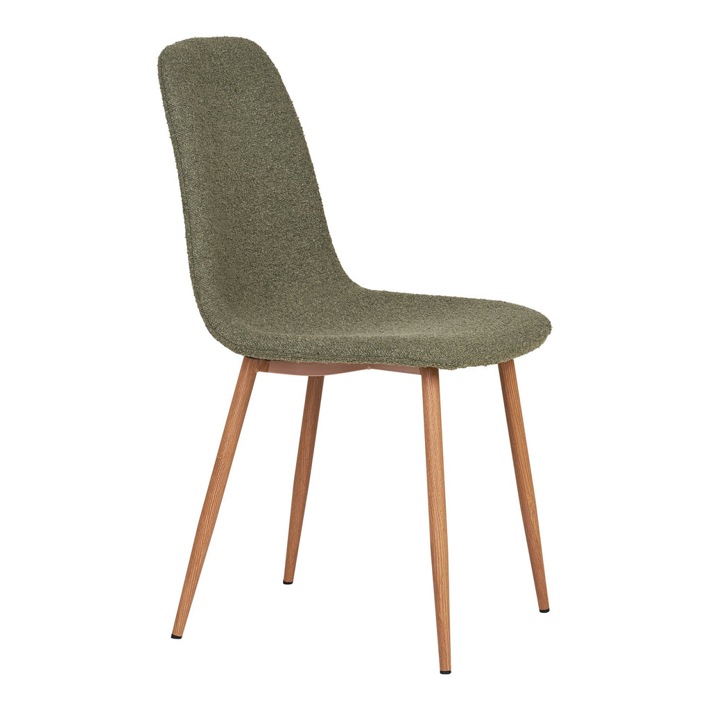 Stockholm Dining Chair - Bouclé, dark green, wood-look legs HN1236 (set of 2)