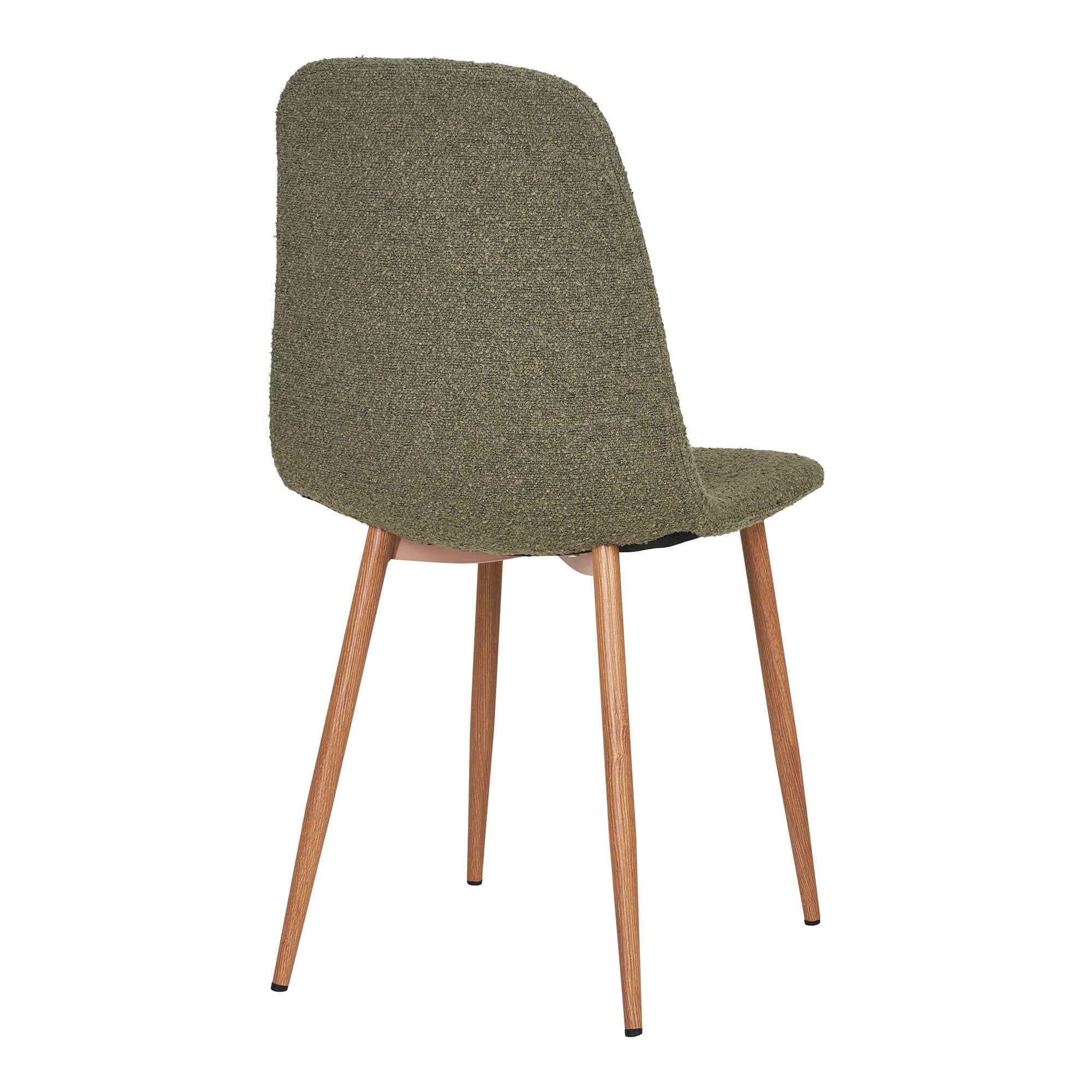 Stockholm Eetkamerstoel - Bouclé, donkergroen, houtlook poten HN1236 (set van 2)