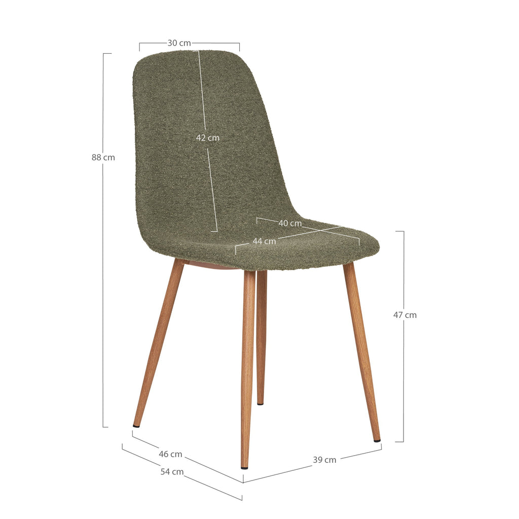 Stockholm Dining Chair - Bouclé, dark green, wood-look legs HN1236 (set of 2)