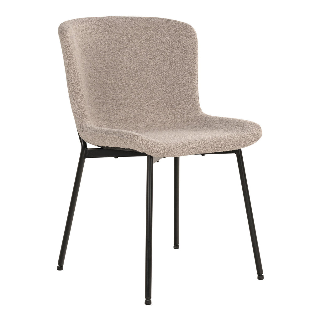 Maceda Eetkamerstoel - Bouclé, beige, zwarte poten HN1239 (set van 2)