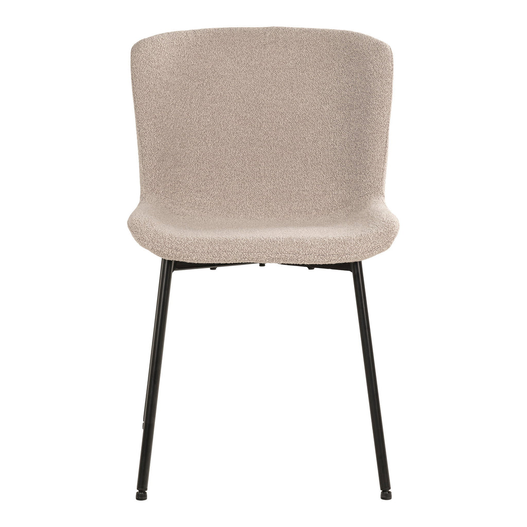 Maceda Eetkamerstoel - Bouclé, beige, zwarte poten HN1239 (set van 2)