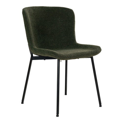 Maceda Eetkamerstoel - Bouclé, donkergroen, zwarte poten HN1241 (set van 2) - Noël Home