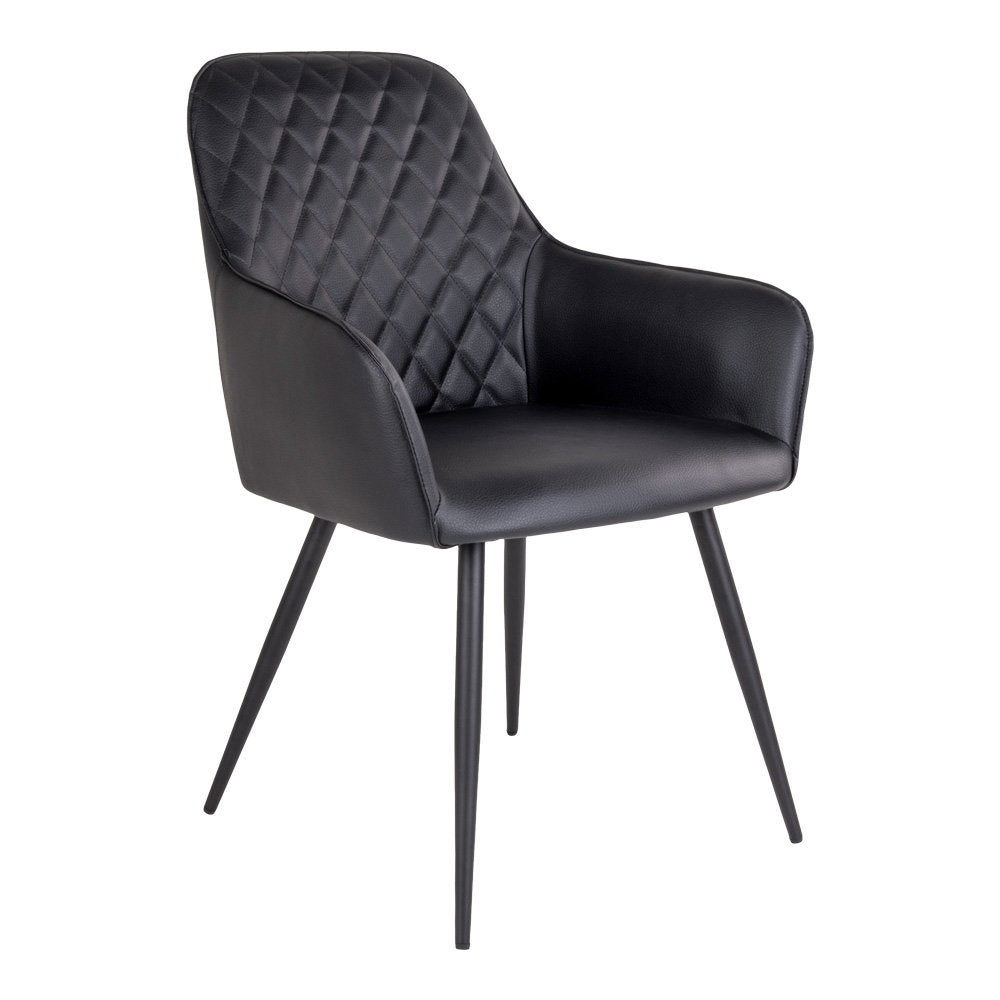 Harbo Dining Chair - PU leather, black, black legs HN1223 (set of 2)