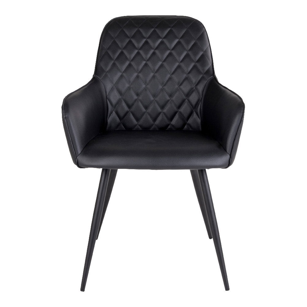 Harbo Dining Chair - PU leather, black, black legs HN1223 (set of 2)