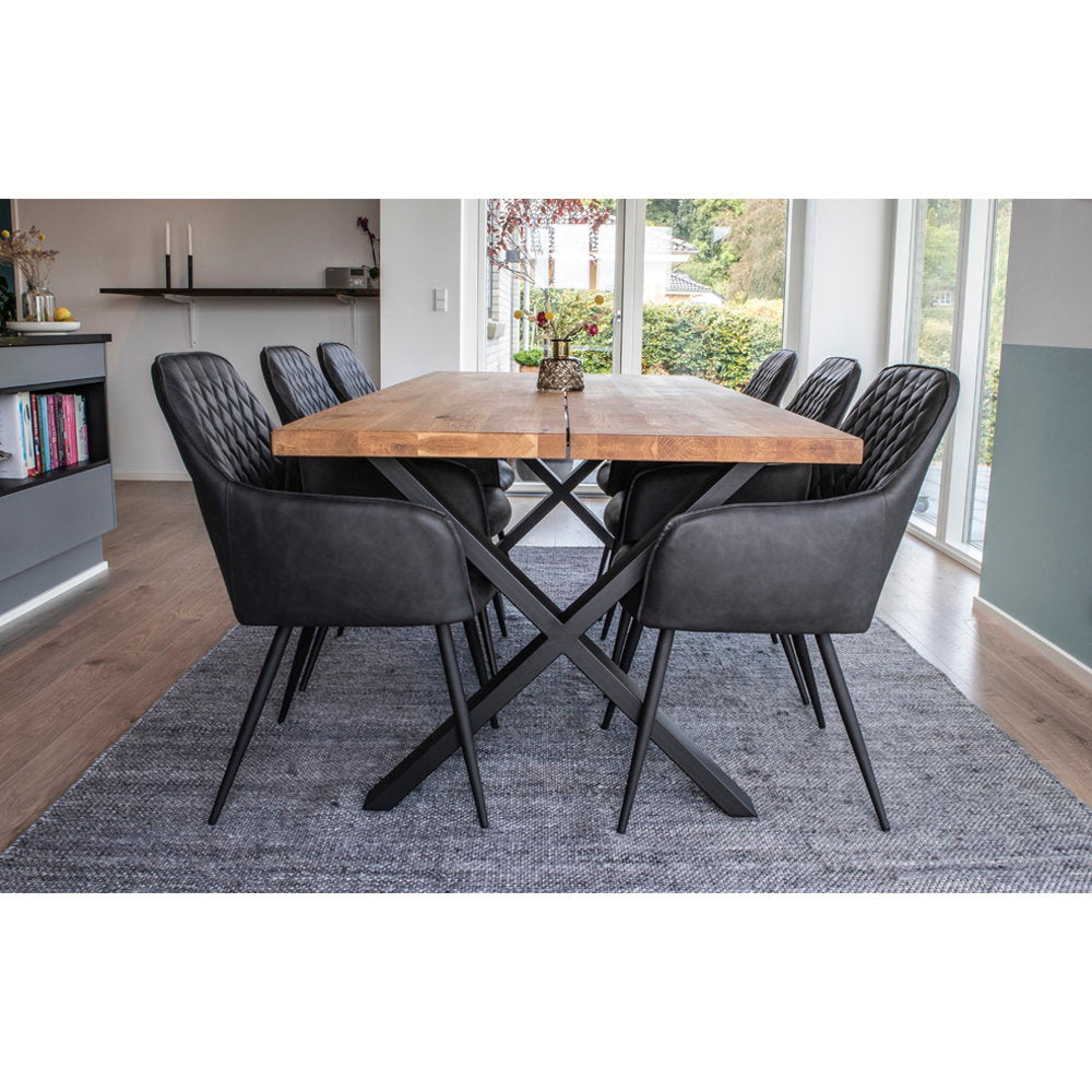 Harbo Dining Chair - PU leather, black, black legs HN1223 (set of 2)