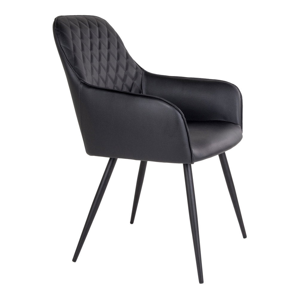 Harbo Dining Chair - PU leather, black, black legs HN1223 (set of 2)