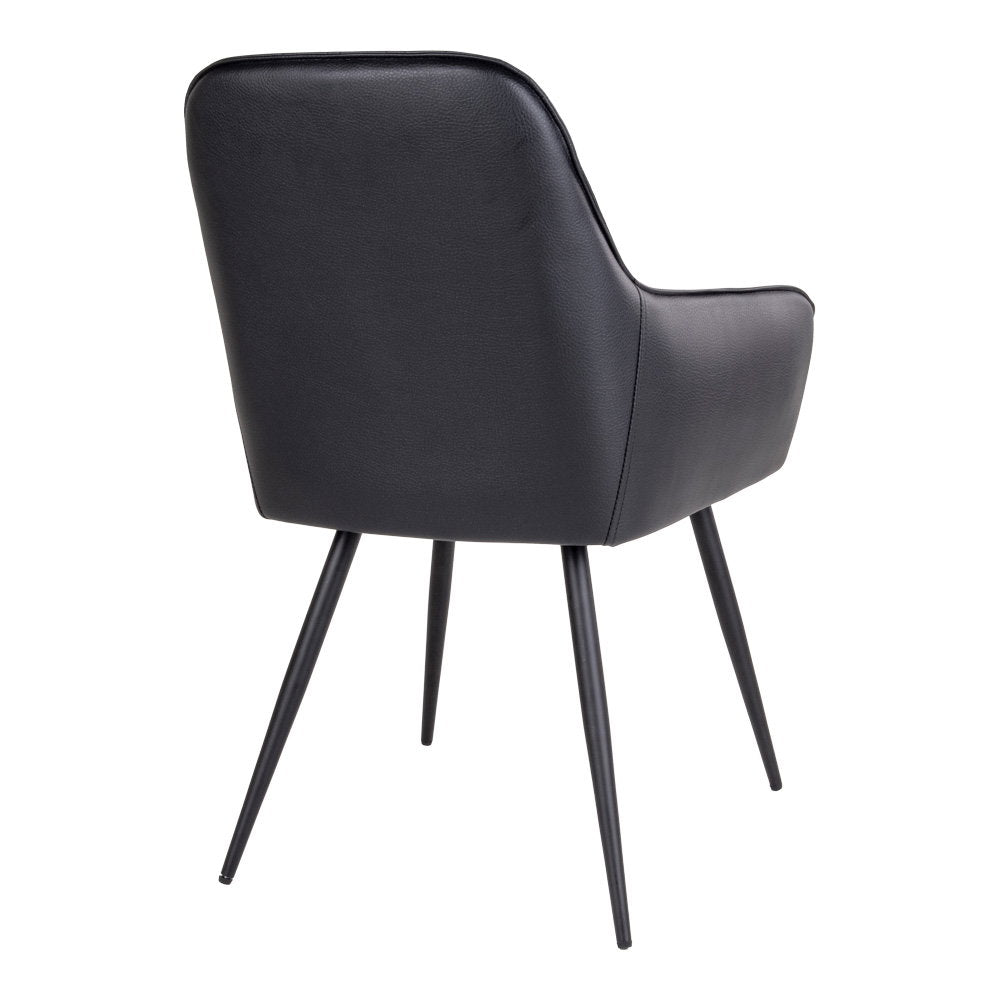 Harbo Dining Chair - PU leather, black, black legs HN1223 (set of 2)