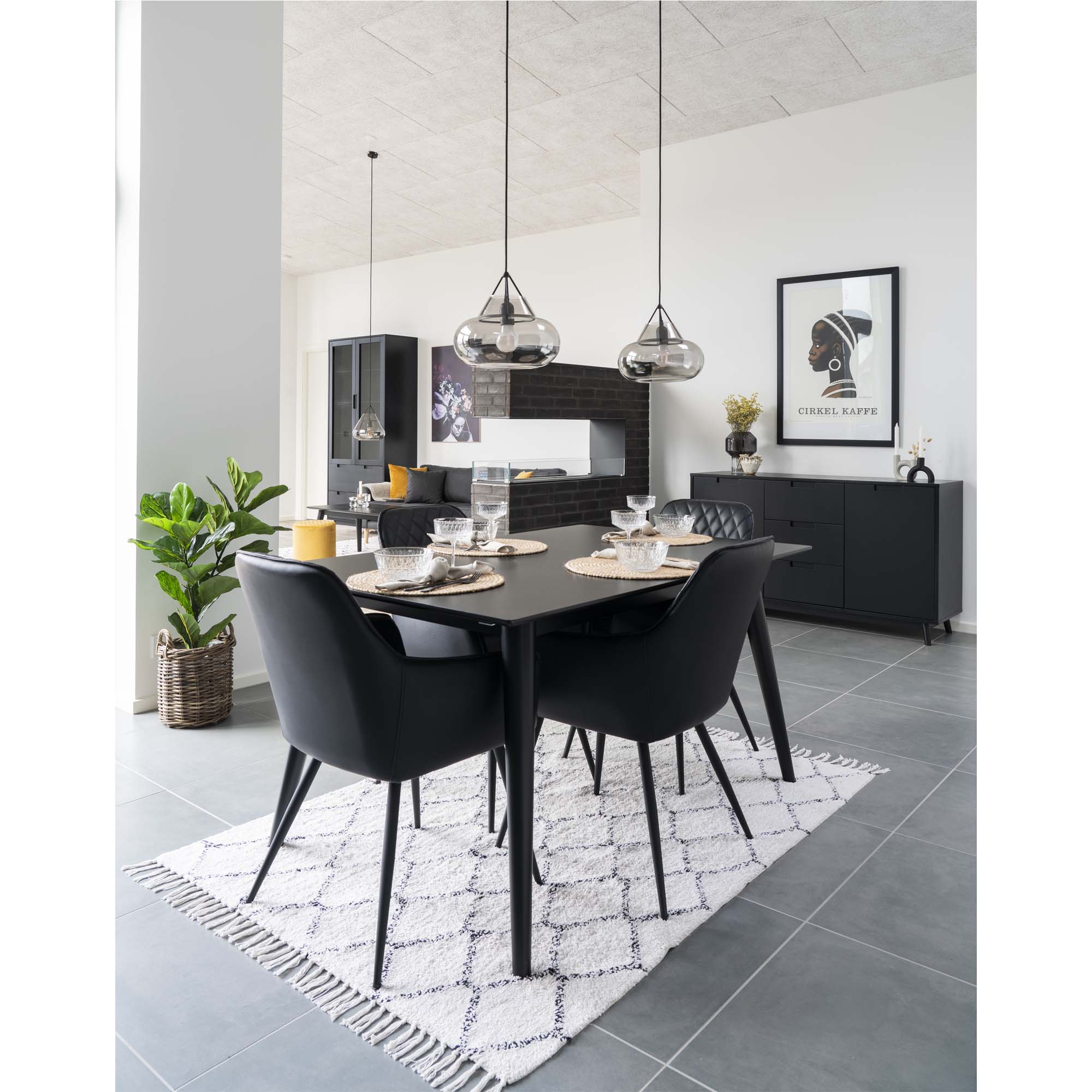 Harbo Dining Chair - PU leather, black, black legs HN1223 (set of 2)