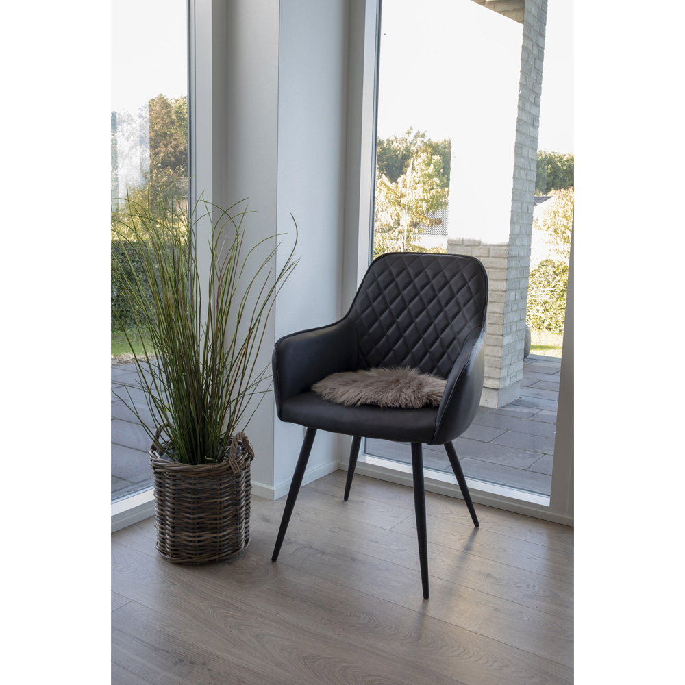 Harbo Dining Chair - PU leather, black, black legs HN1223 (set of 2)