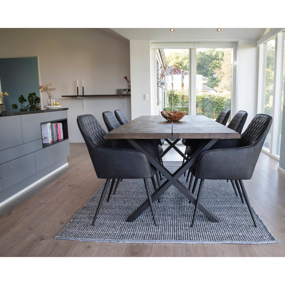 Harbo Dining Chair - PU leather, black, black legs HN1223 (set of 2)