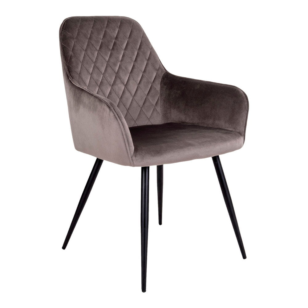 Harbo Eetkamerstoel - Fluweel, taupe (mushroom), zwarte poten HN1208 (set van 2)