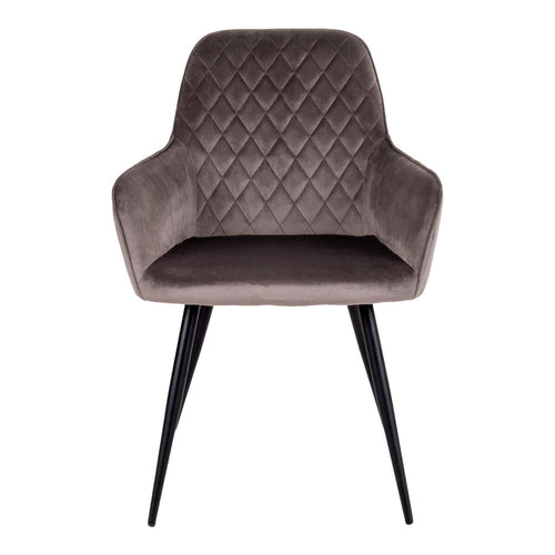 Harbo Eetkamerstoel - Fluweel, taupe (mushroom), zwarte poten HN1208 (set van 2) - Noël Home