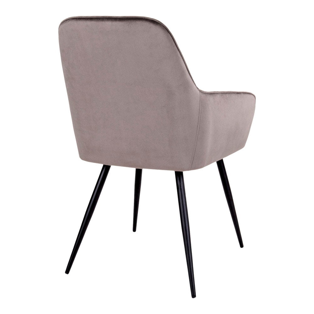 Harbo Eetkamerstoel - Fluweel, taupe (mushroom), zwarte poten HN1208 (set van 2)