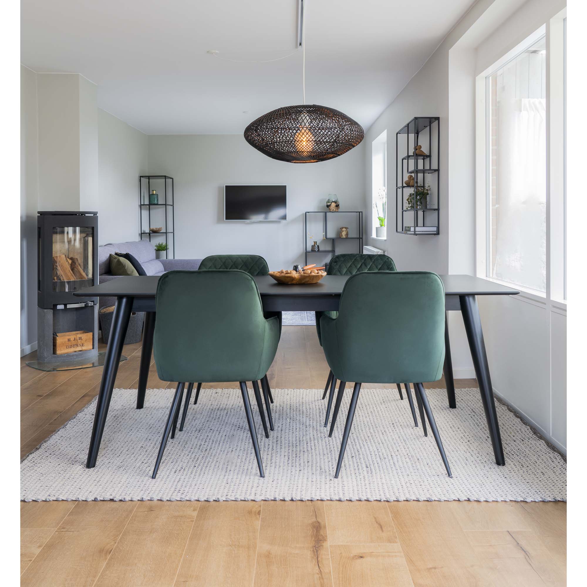 Harbo Eetkamerstoel - Fluweel, groen (set van 2)
