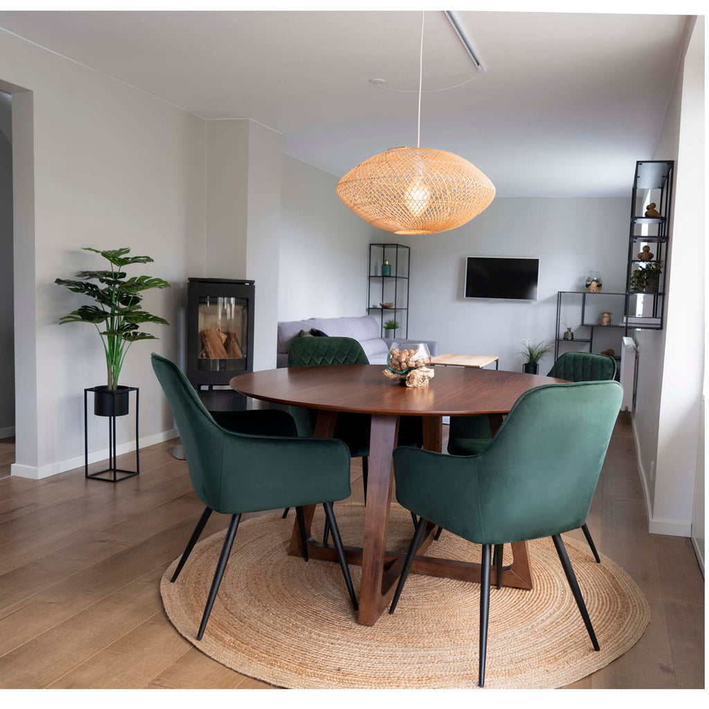 Harbo Eetkamerstoel - Fluweel, groen (set van 2)