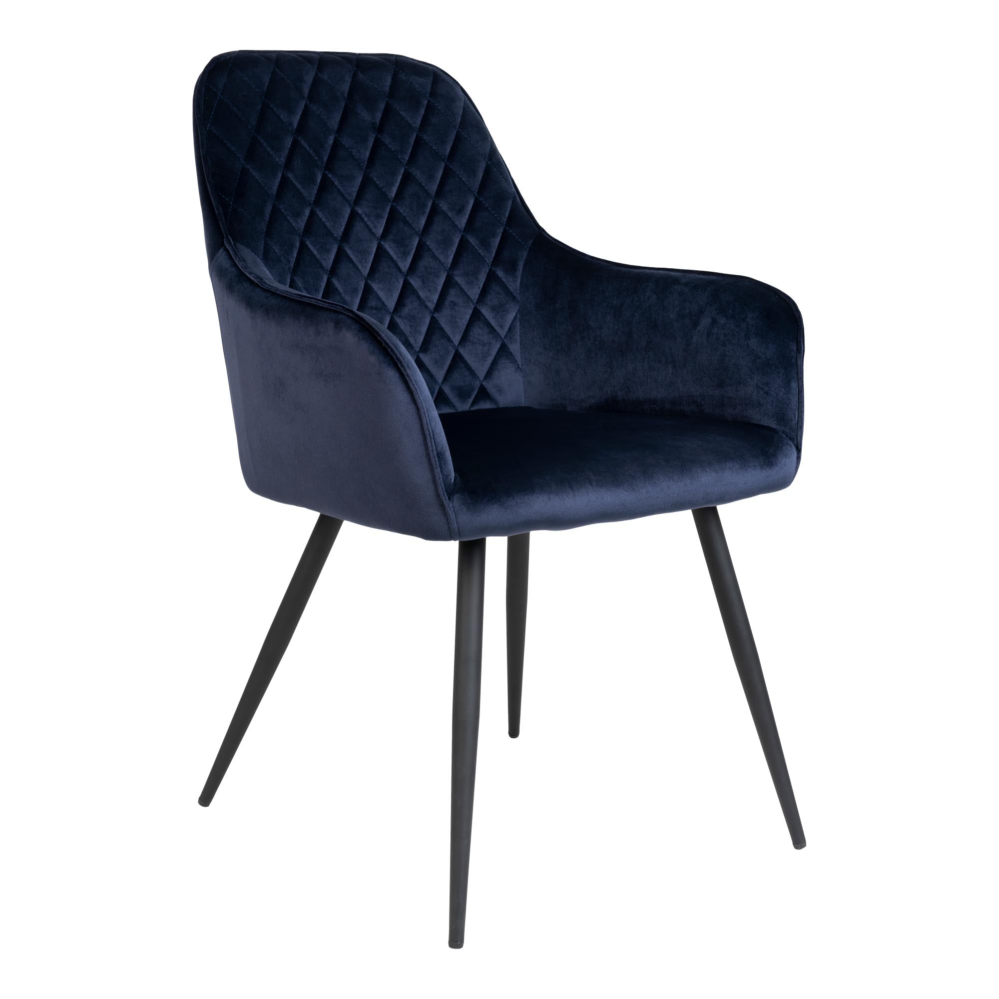Harbo Eetkamerstoel - Fluweel, blauw, zwarte poten HN1205 (set van 2)