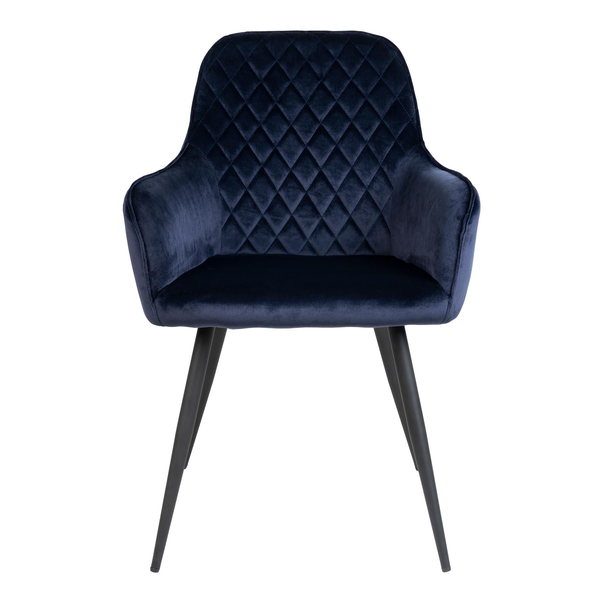 Harbo Eetkamerstoel - Fluweel, blauw, zwarte poten HN1205 (set van 2)