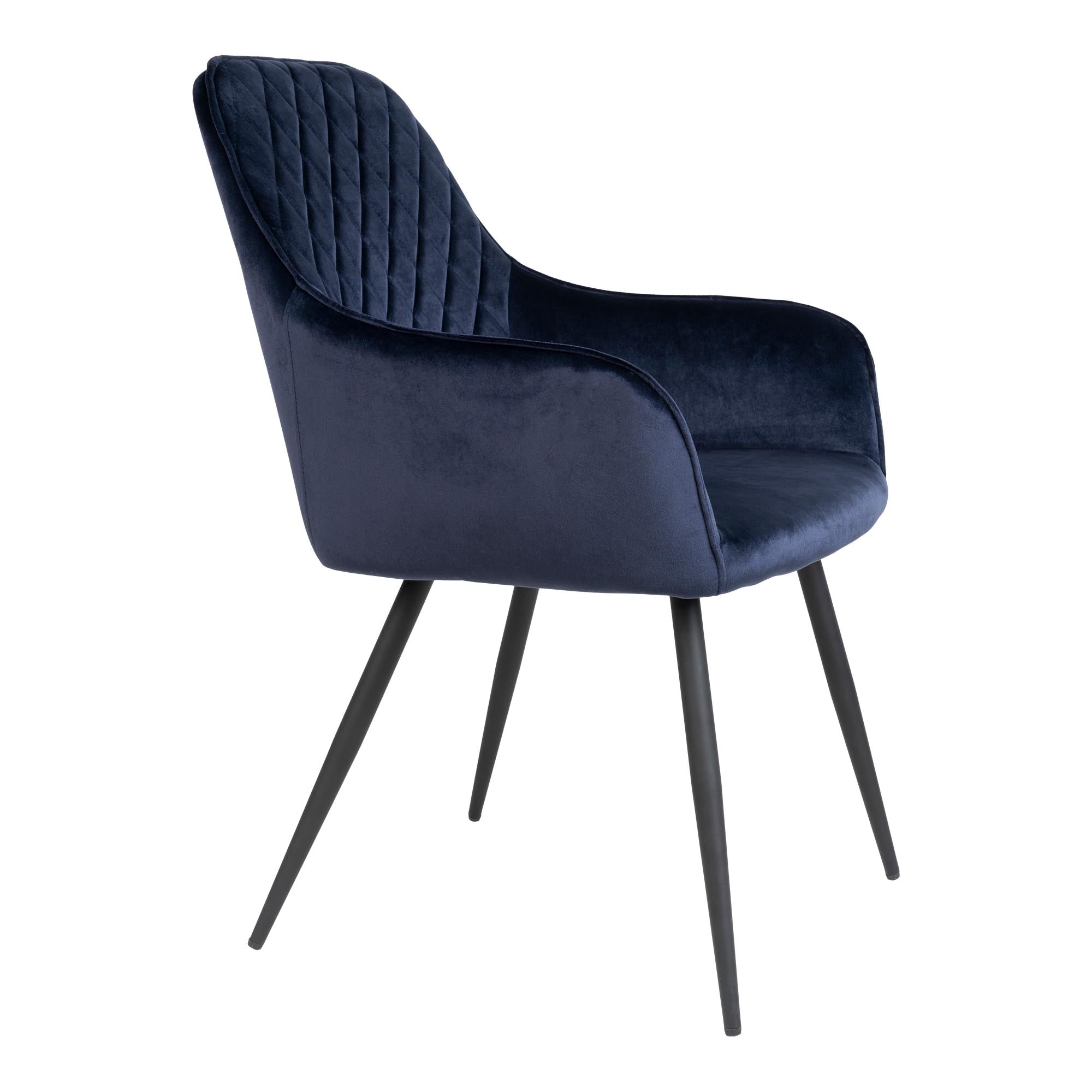 Harbo Eetkamerstoel - Fluweel, blauw, zwarte poten HN1205 (set van 2)