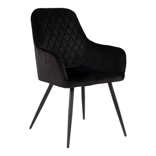 Harbo Eetkamerstoel - Fluweel, zwart, zwarte poten HN1207 (set van 2) - Noël Home