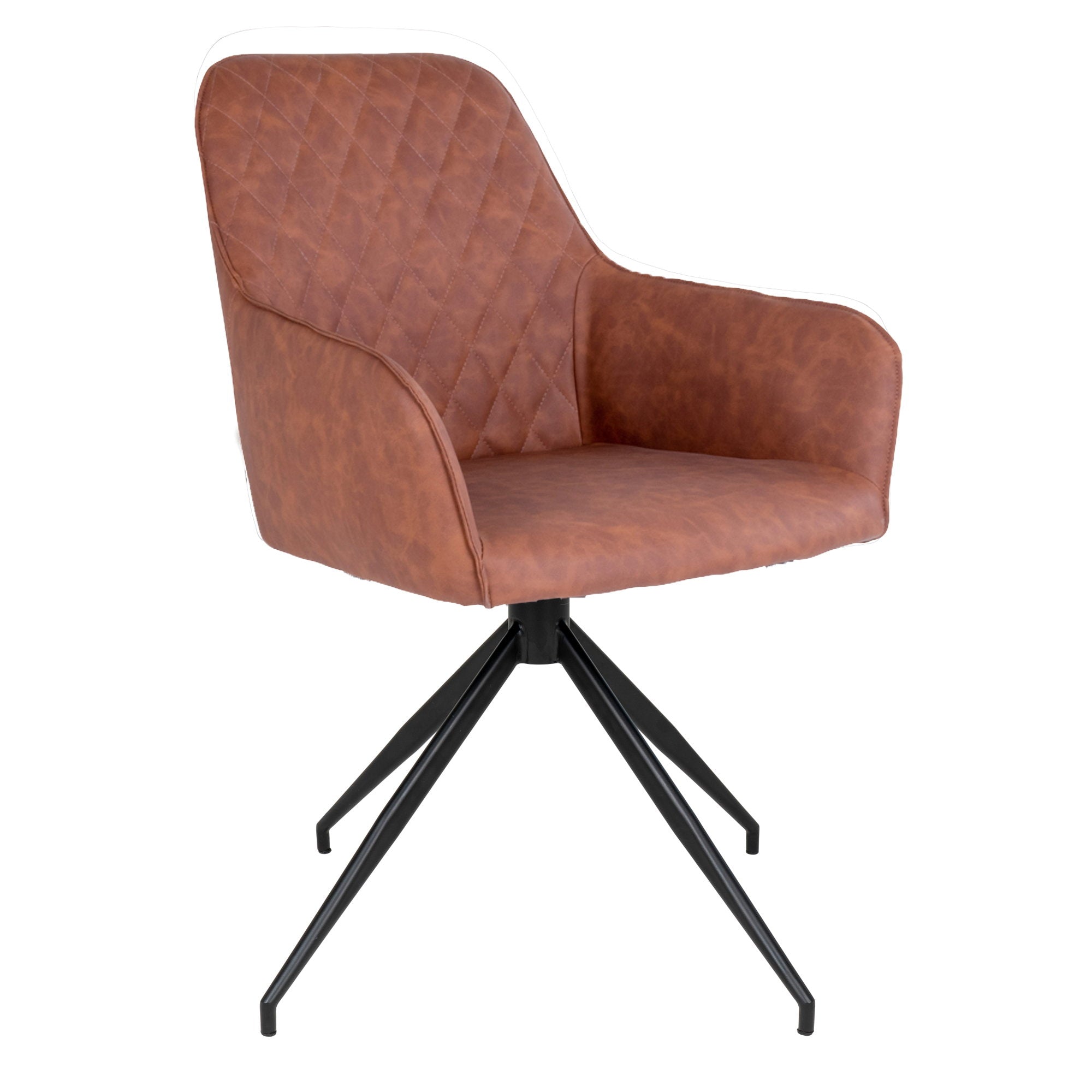 Harbo Eetkamerstoel met Draaifunctie - PU-leer, vintage bruin, zwarte poten HN1220
