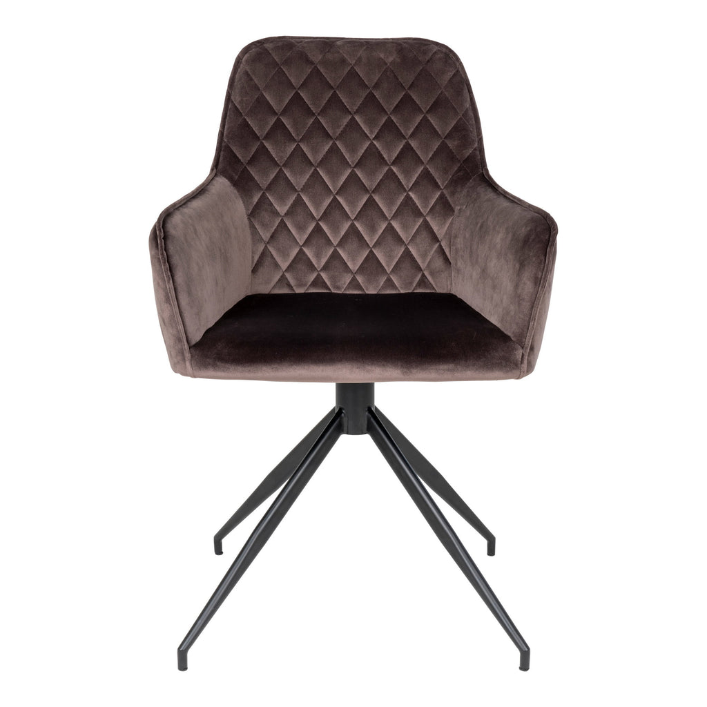 Harbo Eetkamerstoel met Draaifunctie - Fluweel, taupe (mushroom), zwarte poten HN1208
