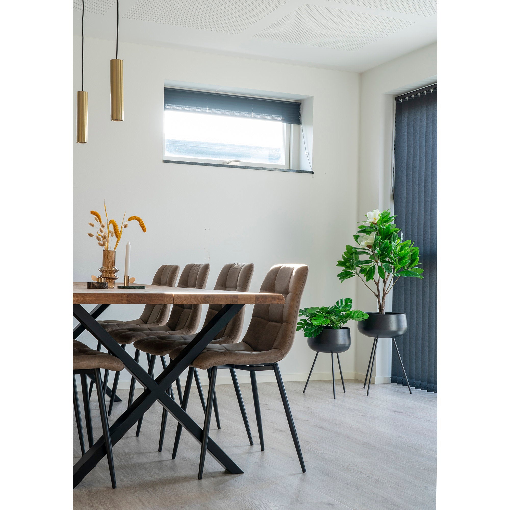 Middelfart Dining Chair - Microfiber, light brown, black legs HN1281 (set of 2)