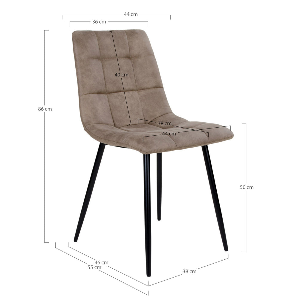 Middelfart Dining Chair - Microfiber, light brown, black legs HN1281 (set of 2)