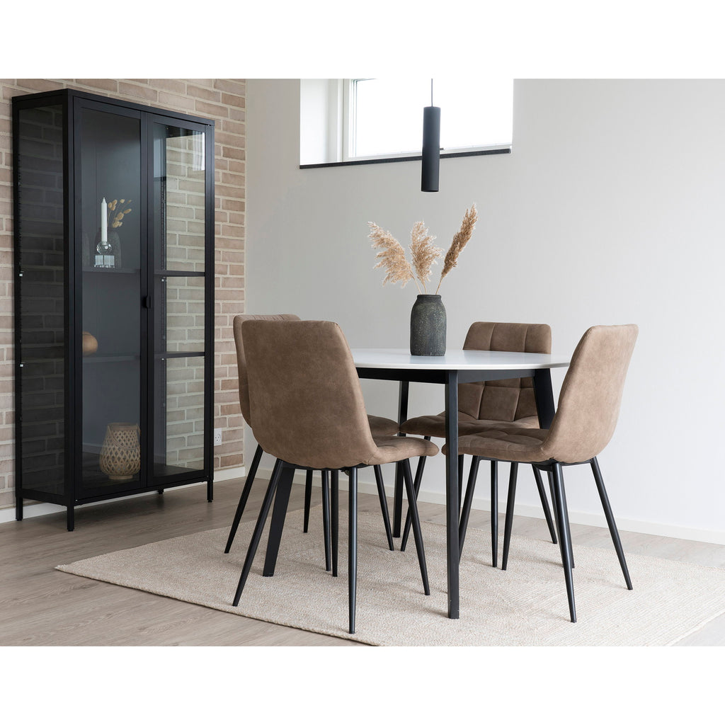 Middelfart Dining Chair - Microfiber, light brown, black legs HN1281 (set of 2)