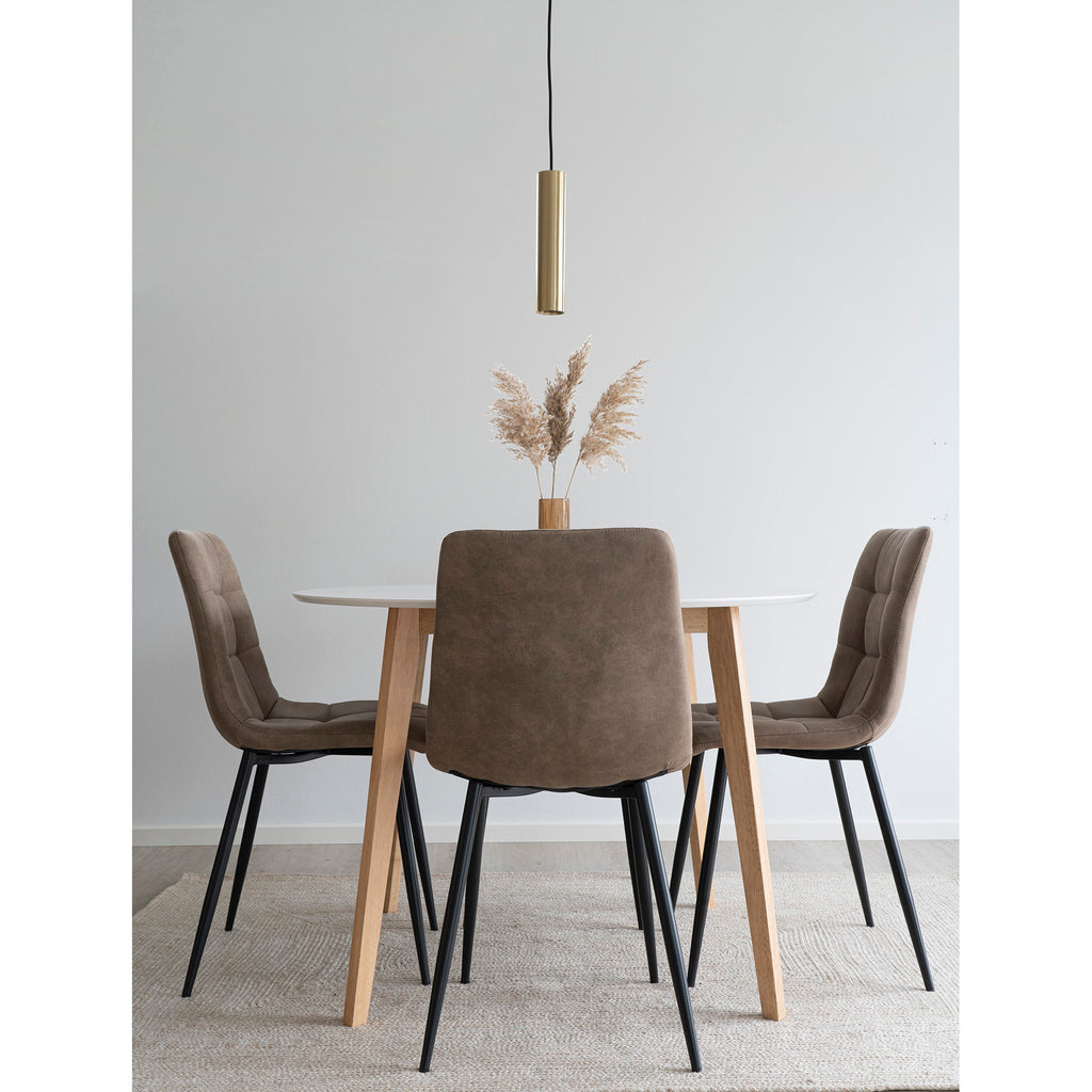 Middelfart Dining Chair - Microfiber, light brown, black legs HN1281 (set of 2)