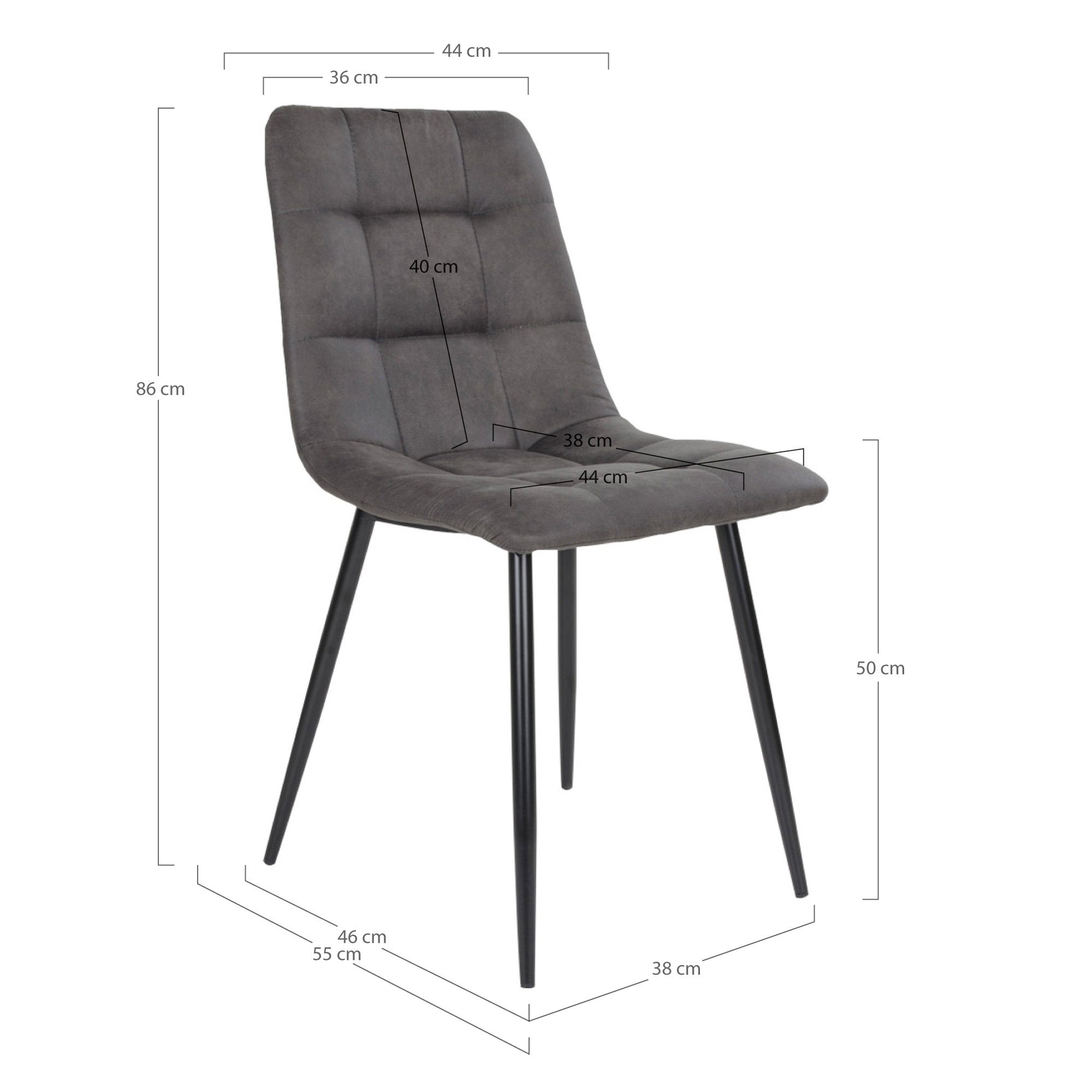 Middelfart Dining Chair - Microfiber, dark gray, black legs HN1229 (set of 2)