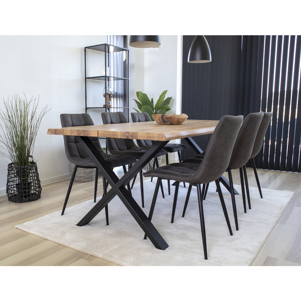 Middelfart Dining Chair - Microfiber, dark gray, black legs HN1229 (set of 2)