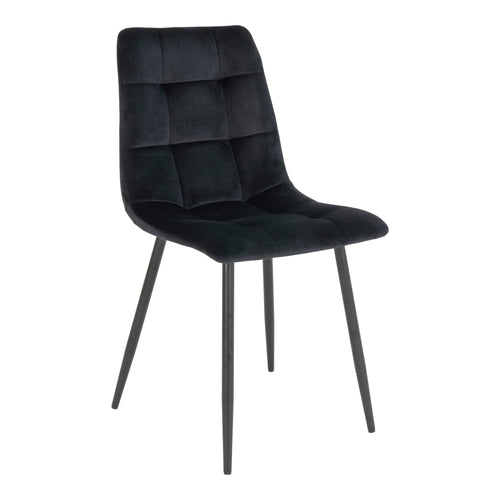 Middelfart Eetkamerstoel - Fluweel, zwart, zwarte poten HN1207 (set van 2) - Noël Home