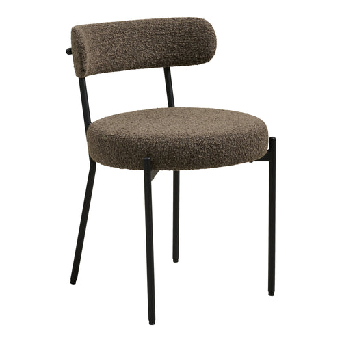 Badalona Eetkamerstoel - Bouclé, bruin, zwarte poten HN1064 (set van 2) - Noël Home