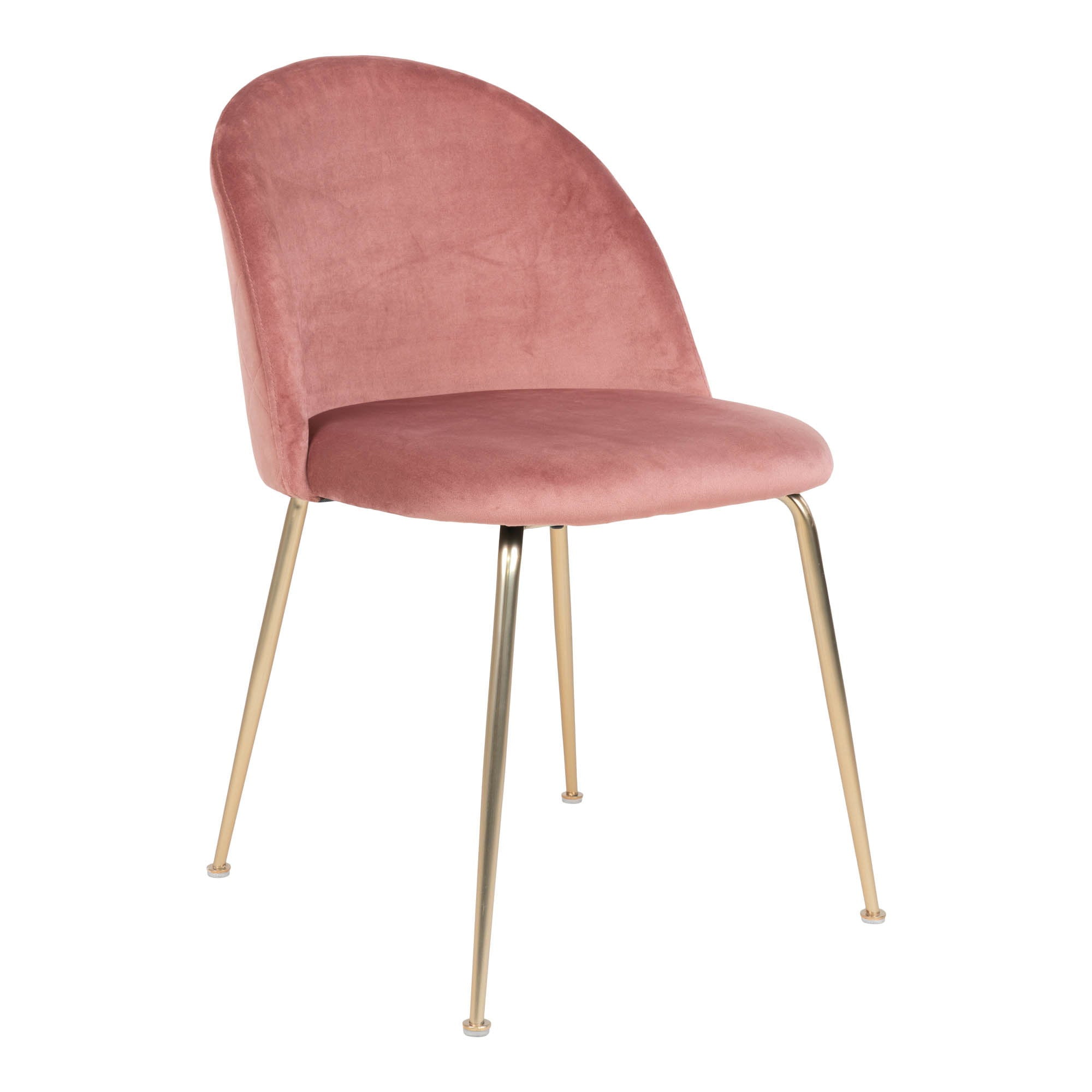 Geneve Dining Chair - Velvet, Pink, Brass-look Legs HN1214 (set of 2)