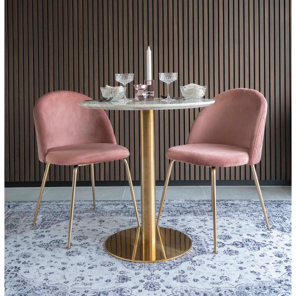 Geneve Dining Chair - Velvet, Pink, Brass-look Legs HN1214 (set of 2)
