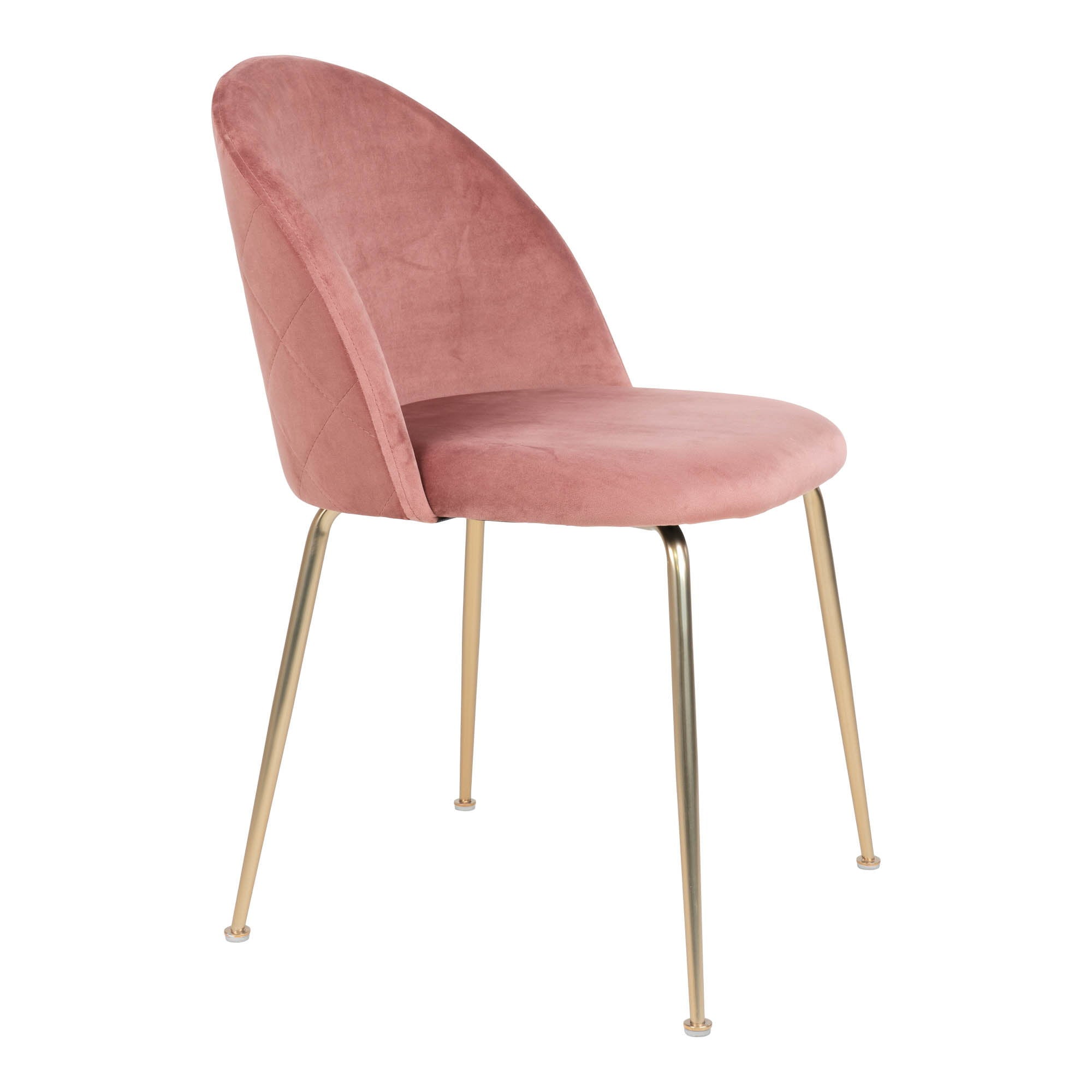 Geneve Dining Chair - Velvet, Pink, Brass-look Legs HN1214 (set of 2)