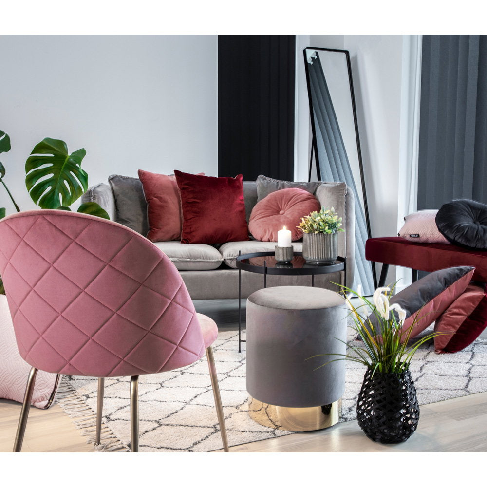 Geneve Dining Chair - Velvet, Pink, Brass-look Legs HN1214 (set of 2)