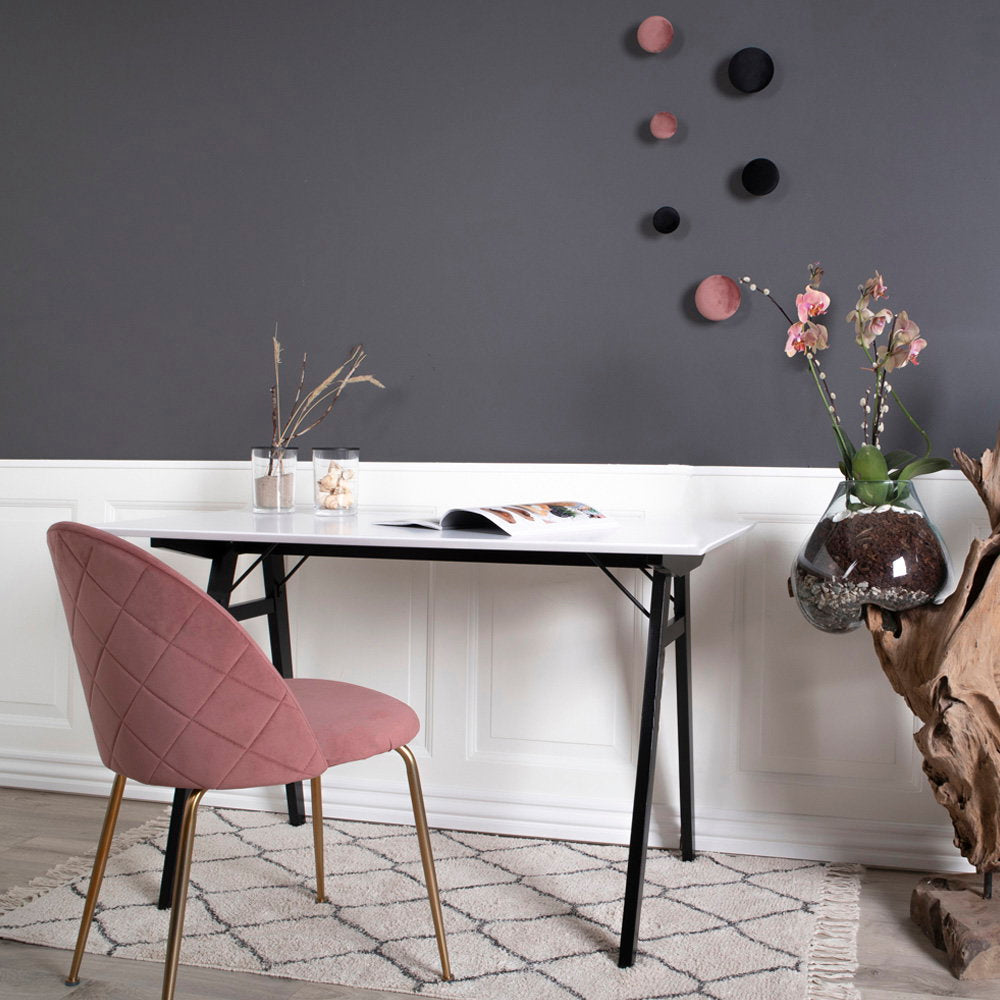 Geneve Dining Chair - Velvet, Pink, Brass-look Legs HN1214 (set of 2)