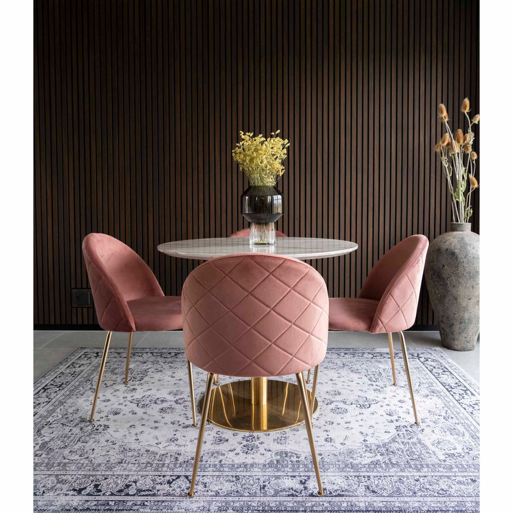 Geneve Dining Chair - Velvet, Pink, Brass-look Legs HN1214 (set of 2)