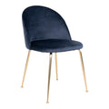 Geneve Eetkamerstoel - Fluweel, blauw, messinglook poten HN1205 (set van 2)