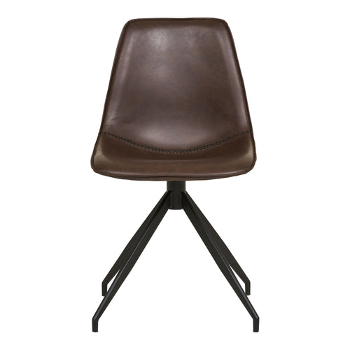 Dark brown dining chair PU leather Monaco with swivel function - set of 2