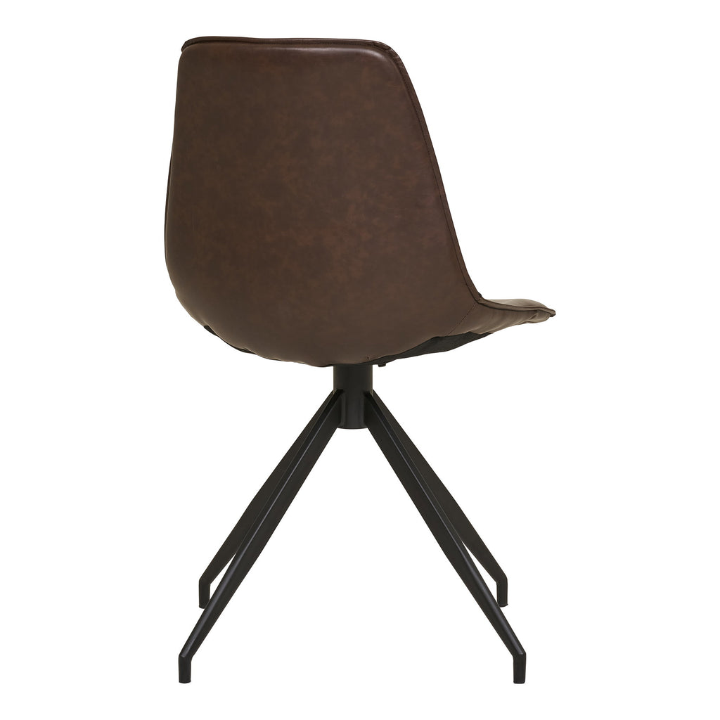Dunkelbrauner Esszimmerstuhl PU-Leder Monaco mit Drehfunktion – 2er-Set